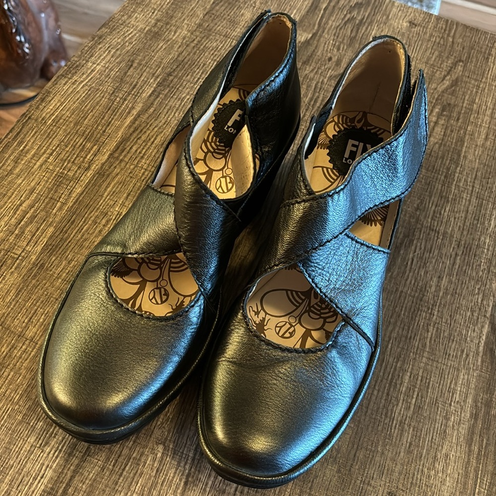 COPY - FLY LONDON black Mary Jane wedge shoes! Size 9